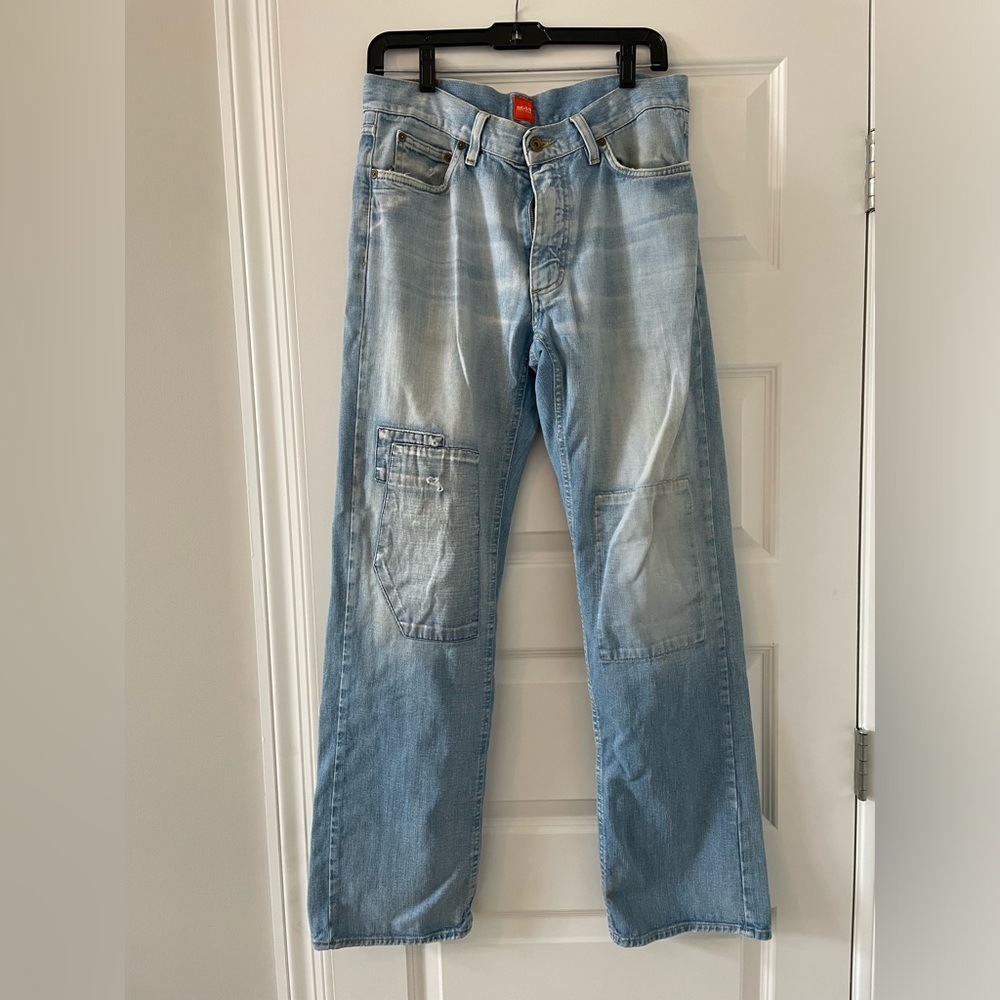 Hugo Boss Vintage Men’s patchwork light wash jeans
